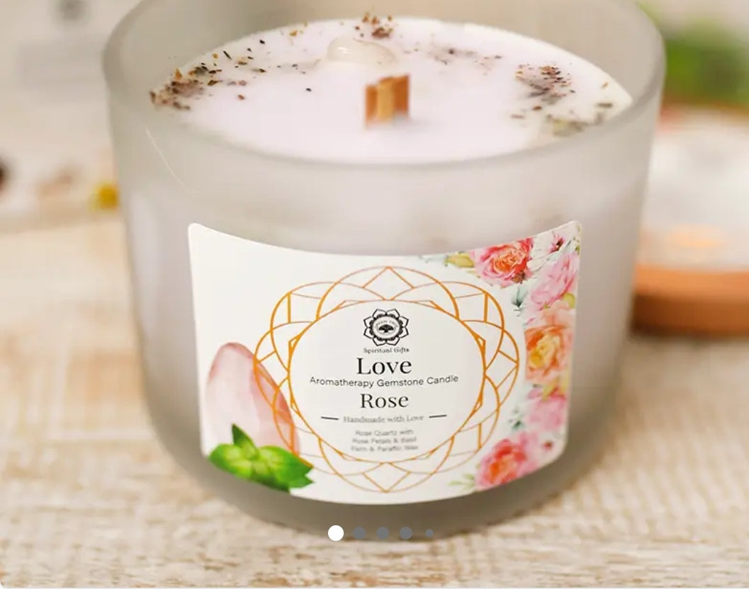 Amour - Bougie en pierre semi-précieuse rose