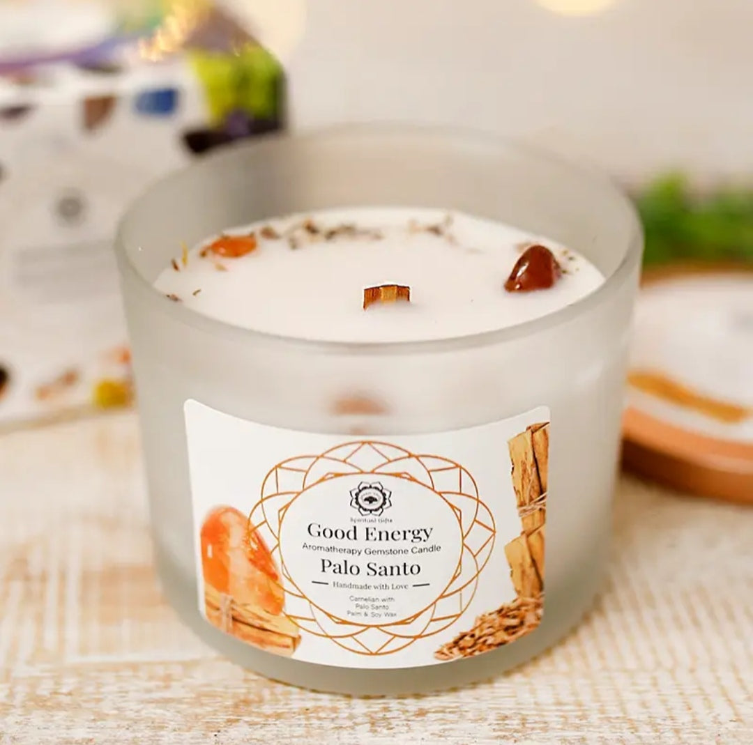 Bonne énergie - Bougie en pierre semi-précieuse Palo Santo