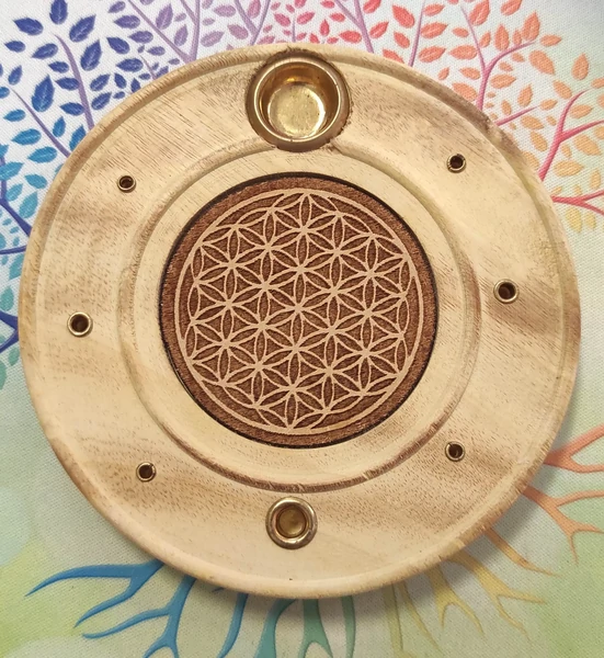 Porte-encens Fleur de vie en bois