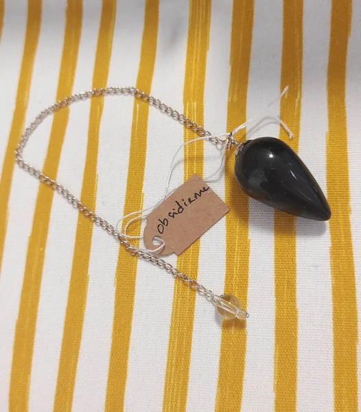 Pendule goutte en obsidienne noire
